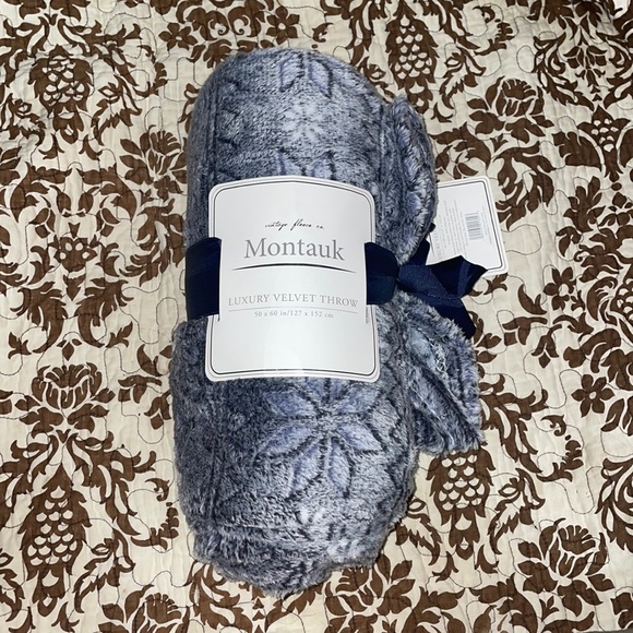 Montauk Bedding Montauk Luxury Velvet Throw In Heather Navy 5 X 60